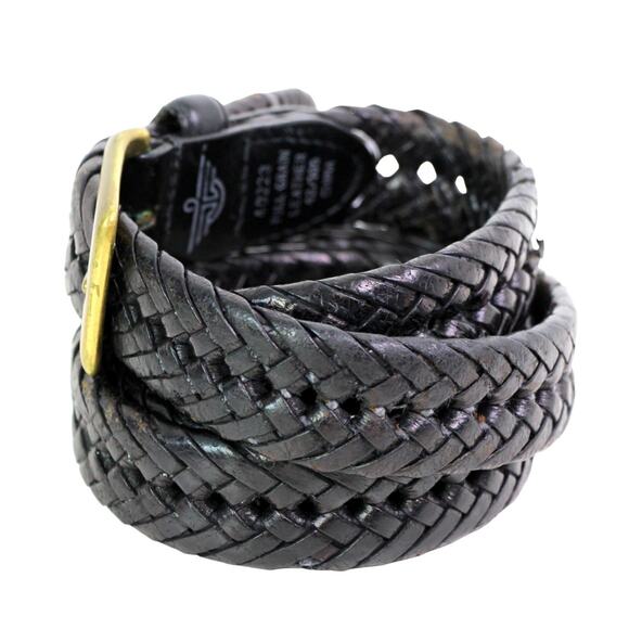 DOCKERS BRAIDED BLACK GENUINE LEATHER 1 1/8" Wd CASUAL MEN'S BELT Sz 42/105 (t49 - Picture 3 of 13